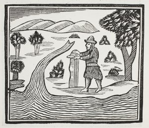 Mantiene un registro del tiempo y los eventos, ilustración de Chap-books del siglo XVIII de John Ashton, pub. 1882 de English School