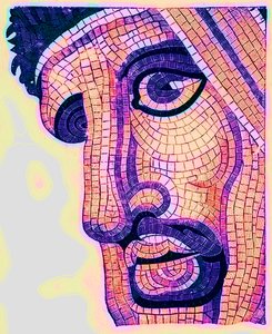 Cabeza en mosaico, de La Batalla de Issus, ilustración de Historic Ornament de James Ward, publicado en 1897