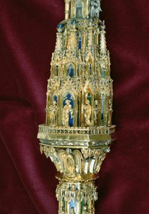 Cabeza del báculo de William of Wykeham (c.1320-1404): lado de Pedro (plata dorada) (detalle) de English School