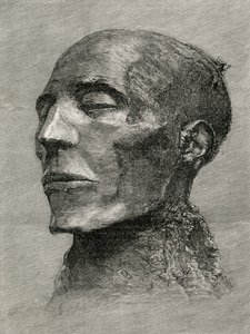 Cabeza de la momia de Menmaatre Seti I, también conocido como Sethos I, Faraón del Antiguo Egipto, de The Worlds Inhabitants por G.T. Bettany, publicado en 1888
