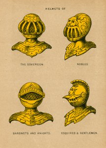 Cascos del soberano, nobles, baronetes y caballeros, escuderos y caballeros de English School