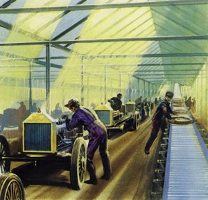 La idea de Henry Ford para el trabajo en línea de producción revolucionó la manufactura