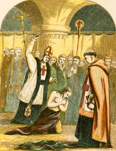 Enrique II azotado por los sacerdotes en Canterbury de English School