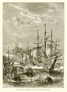 Enrique VIII Desembarcando en Calais, 30 de Junio de 1513 de English School