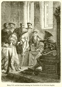 Enrique VIII y su consejo ordenando la traducción de la Biblia al inglés de English School