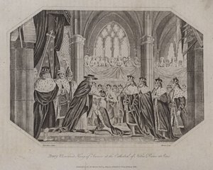 Enrique VI coronado Rey de Francia en la Catedral de Notre Dame en París, 1431 de English School