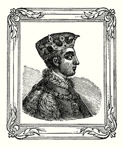 Enrique V nació en 1388, coronado en 1413, y murió en 1422 de English School
