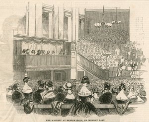 Su Majestad la Reina Victoria en Exeter Hall, Strand, Londres de English School