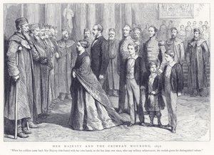 Su Majestad y los heridos de Crimea, 1856