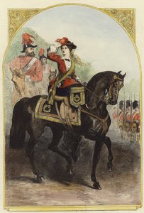 Su Majestad con su nuevo uniforme militar en el campamento de English School