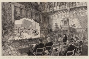 Su Majestad la Reina y el grupo real en la representación de "Carmen" en la Cámara de Waterloo en el Castillo de Windsor de English School