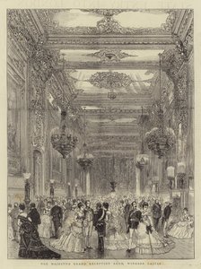 La Gran Sala de Recepción de Su Majestad, Castillo de Windsor (grabado) de English School