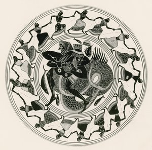 Heracles luchando con Tritón (grabado)
