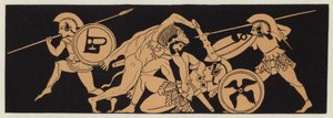 Hércules cogiendo el cinturón de Pentesilea, reina de las Amazonas (litografía en color)
