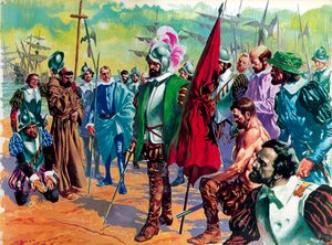 Hernando Cortés llegando a México en 1519