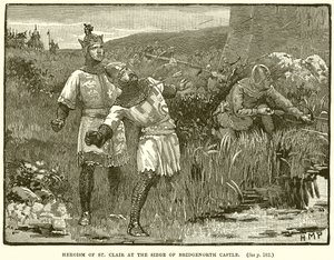 Heroísmo de St. Clair en el asedio del castillo de Bridgenorth de English School