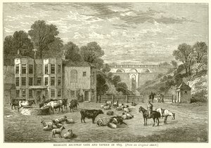 Puerta y Taberna del Arco de Highgate en 1825 de English School