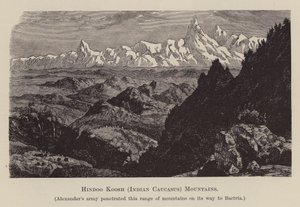 Hindoo Koosh, Cáucaso indio, montañas (grabado) de English School