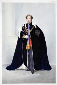 Su Alteza Real, Alberto Eduardo, Príncipe de Gales, de A Memorial of the Marriage of Edward VII and Alexandra of Denmark, pub. 1864 de English School