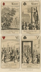Cartas de juego históricas que relatan la historia del Rey Carlos II