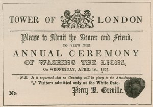 Entrada falsa a la ceremonia del lavado de los leones en la Torre de Londres de English School
