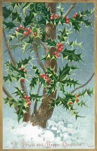 Árbol de acebo, tarjeta de Navidad de English School