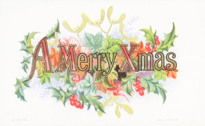 Acebo y muérdago, tarjeta de Navidad