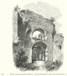 Iglesia de Holy Anders, Wisby (grabado) de English School