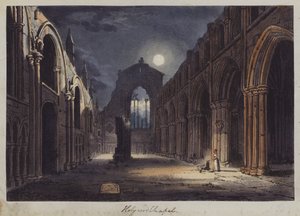 Capilla de Holyrood, Edimburgo (grabado en color) de English School