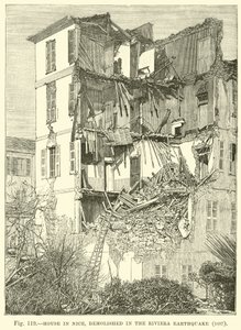 Casa en Niza, demolida en el Terremoto de la Riviera, 1887 de English School