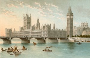 Casas del Parlamento y Puente de Westminster de English School