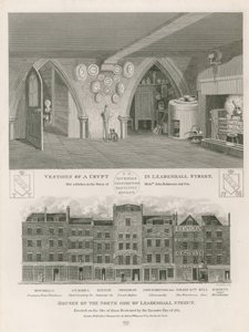 Casas en el lado norte de Leadenhall Street, erigidas en el sitio de las destruidas por el extenso incendio de 1765 de English School