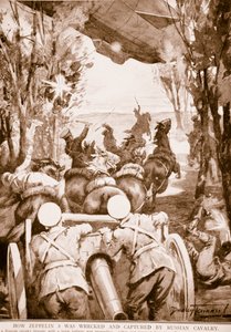 Cómo el Zeppelin 5 fue destruido y capturado por la caballería rusa, 1914-19 de English School