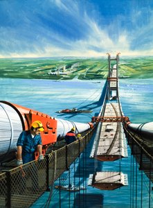 Puente del estuario Humber en construcción de English School