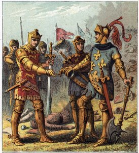 Guerra de los Cien Años: batalla de Poitiers (1356). El rey de Francia Juan II el Bueno (1319-1364) reconoció su derrota y se dirigió a Eduardo Plantagenet de Inglaterra (Eduardo de Woodstock Brackembury)