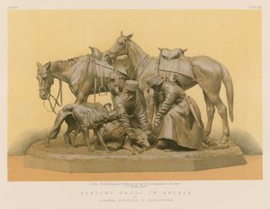 Grupo de caza en bronce del coronel Siberich, San Petersburgo (cromolito)