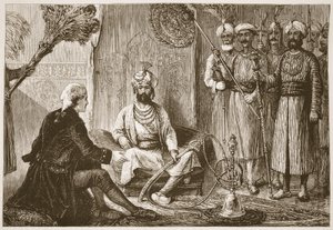 Hyder Ali y el misionero, ilustración de Cassells Illustrated History of India de James Grant, pub. 1879 de English School