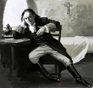 La enfermedad finalmente alcanzó a Pedro el Grande (gouache sobre papel) de English School