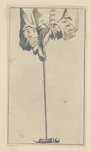 Ilustración que muestra a una persona jugando al croquet de English School