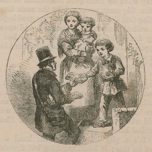 Ilustración que muestra a un cartero entregando correo de English School