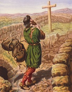 Ilustración de El progreso del peregrino de John Bunyan (litografía en color) de English School