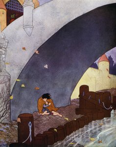 Ilustración para El príncipe feliz de Oscar Wilde (litografía en color)
