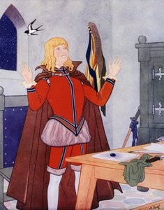 Ilustración para El príncipe feliz de Oscar Wilde (litografía en color) de English School