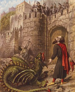 Ilustración de La guerra santa de John Bunyan (litografía en color)