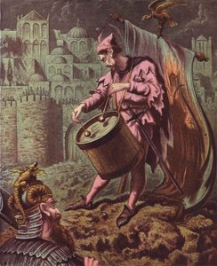 Ilustración de La guerra santa de John Bunyan (litografía en color) de English School