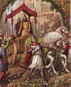 Ilustración de La guerra santa de John Bunyan (litografía en color) de English School