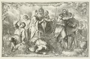 Ilustración para El progreso del peregrino de John Bunyan de English School