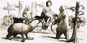 En 1957, la pequeña Louis Sutherland logró su ambición de recorrer el mundo en bicicleta de English School