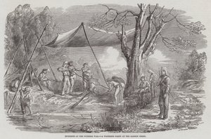 Incidentes de la Guerra Birmana, una Fiesta de Agua en el Arroyo Bassein (grabado) de English School