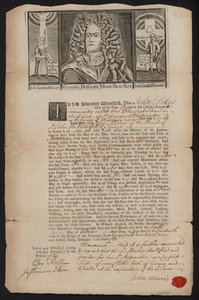 Contrato de aprendizaje para un niño de la escuela de caridad Bluecoat de Westminster, Londres. de English School